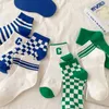 Women Socks Spring Summer Cotton Woman Kawaii Korean Fashion Plaid Letter Printed Girl's Short Cute Funny Ankle