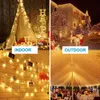 Kerstdecoraties 30m 50m 100m LED -ijs snoer licht waterdicht voor openlucht thuisfeest bruiloft decoratie 8 modi Garland Fairy Lights 221122