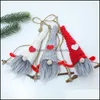 Party Favor Rudolph Corde Bois Arbre de Noël Ornement Pendentif Fournitures de fête Gnomes Barbe Elfe Poupée Santa Noël Cadeaux Jardin Festival Dhn0D