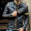 Мужская кожаная искусственная мотоциклетная куртка Men Street Fashion Bomber Jackets Casual Stand Coate Mens Retro Pu Biker Outwear 5xl 221122
