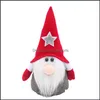 Вечеринка благосклонна гномес Санта -плюш украшения для игрушек вечеринка с Рождеством High Hat Hat Beard Doll Kids Gift Kis Elf Decations Cces DHLW9