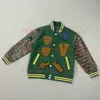 2023 Bluzy bluzy dla kobiet i mężczyzn monogramy wytłoczona skóra i wełna Blouson Cashgora Varsity Jacket haftowane pamiątki kurtki płaszcze 858