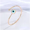 Bangle Turkish Blue Evil Eye Bracelet Bangle For Women Girls Men Symbol Lucky Adjustable Cuff Protection Jewelry Drop Delivery Bracel Dh1Ms