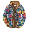 Men's Jackets Mens Autumn Winter Jacket Harajuku Plaid Hooded Zipper Long Sleeve Basic Casual Shirt European American Size S-5XL 221122