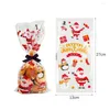 ギフトラップ100pcsクリスマスバッグキャンディークッキーサンタクロースパッケージプラスチックポーチデコレーション2023