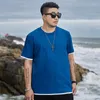 Herren Hoodies YS15 Jinyou Großes T-Shirt T1651 Fat Solid Color Stitching Kurzarm Sommer Plus Half Tre