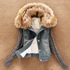 Vestes Femmes Hiver Chaud Femme Bleu Denim Veste À Capuche Amovible Oversize Femmes Vêtements Laine Dames Cowboy Cardigan Manteau 24145 221122