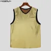 Herentanktops Incerun Tops Amerikaanse stijl mannen gecoate glanzende vest mode casual mannelijke goed passende comfortabele vneck vesten SXL 221122