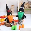 Altre forniture per feste festive Ornamenti per feste di Halloween Cappello da fischio Bambole senza volto con le gambe lunghe Gnomi di streghe nere Bambole di peluche Regalo Dhkpo