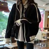 Giacche da donna Deeptown Nero Donna Moda coreana Oversize Casual Harajuku Cerniera Cappotto in pile sottile Capispalla femminile Crop Street Style 221122