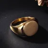 Anneaux de mariage âme hommes pour femmes grand géométrique ovale Design couleur or titane acier classique Simple chevalière bijoux