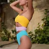 2023 Roupa de banho com nervuras Maiô vazado Sexy Ternos de uma peça Patchwork Moda de praia Maiôs femininos Maiô de um ombro só