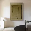Gemälde brauner 3D -Effekt Geometrische abstrakte Wandkunst Poster Nordic Home Decor Leinwand Malerei modernes minimalistisches Bild für Wohnzimmer