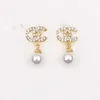 Designer oro in oro 18K Orecchini marchi Designer Ear Stud Women Women Crystal Pearl Geometric Earrings for Wedding Party Jewerlry9783130
