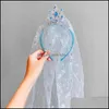 Kafa Bantları Mavi Prenses Taç Kar Tanesi Kafa Bandı Grenadin Yay Düğüm Saç Parçası Örgü Saç Yüzük Bant Çember Kızlar Cosplay Jewel DH7O0