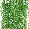 Faux bloemen groen 12/20/36 pc klimop groene nepbladeren slinger planten planten wijnbladeren huis decor plastic rotan touw muur kunstmatige planten 221122