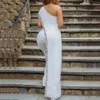 Women's Jumpsuits Rompers White One Shoulder For Ladies Bodycon Floor Length Elegant Summer Evening Night Party Clothes 221122