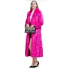 Pelliccia da donna Faux Winter Women High Street Luxury Cappotto lungo Lady Vintage Slim Rosso Rosa Cappotti Femal Blu Giacca finta 221122