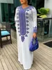 الفساتين غير الرسمية الساتان البوهيمي المطبوعة Sundress Vonda Autumn Women vinters Vintage Maxi Long Sleeve Robe 221121