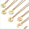 Collane con ciondolo Twee Constell Collana con ciondolo moneta Acciaio inossidabile Oro Segno zodiacale Collane Gioielli di moda donna Bilancia Leo Pis Dhykh