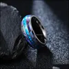 Anillos de banda Anillo de carburo de tungsteno de 8 mm Banda Anillos de ópalo de imitación de dedo para mujeres Hombres Joyería de moda Entrega de gota Dhb9V