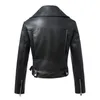 Women's Leather Faux Ailegogo Women Black Jacket Autumn Winter Short Soft Pu Jackets Belt Zipper Moto Biker Coat 221122