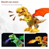 Elektriska RC Animals Electric Spray Dinosaur Toy Dino Tyrannosaurus Rex Interactive Walking Music Sound Light Animal Diy Assemble Toys Children Gifts 221122