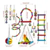 Andra husdjurstillbehör C5AD 10st TROE TROE PARROT LADDERS Hammock Bird Cage Swing Perch Stand Hanging Chew Ball Bell Puzzle Toys 221122