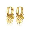 Boucles d'oreilles créoles ethniques bohémien, jolies avec petites étoiles pentagramme, Huggies dorés, charmants, créatifs, bijoux de perçage pour femmes