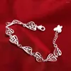 Link Armbänder Trendy Ausschnitt Herz Fein 925 Sterling Silber Frau Armreifen Hochwertige Hochzeit Verlobung Schmuck