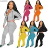 Fall Sportswear Women Tracksuits Fashion Zipper Hooded Sweater Crop Top Stacked Pants Suit Sports Outfits cy99