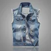 Männer Westen Denim Weste Zerrissene Jean Jacke Hip Hop Jeans Mäntel Weste Männer Cowboy Marke Ärmellose Männliche Tank Plus Größe 6XL 221122