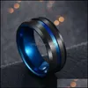 Bande Anneaux Bleu Groove Ruban En Acier Inoxydable Anneau De Mariage Bagues De Fiançailles Pour Femmes Hommes Bijoux Cadeau 080517 Drop Delivery Dhsye