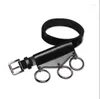 Belts Black Three-ring Belt Men's Casual Leather Korean Version Of The Fashionable Youth Pin Buckler