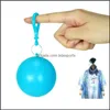 Raincoats Disposable Raincoat Plastic Ball Key Chain Raincoats Portable Spherical Case Traveling Hiking Cam Drop Delivery Home Garde Dhp3I