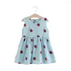 Girl Dresses Daily Dress Printed Casual Delicate Sleeveless Strawberry Swing Little Elegant