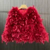 Womens Fur Faux Fashion Sexy النبس النبس السترة الشتاء النساء الطاووس الطبيعي وتركيا معطف قصير الأكمام الخارجية 221122