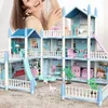 Puppenhauszubehör DIY 3D Cottage Beleuchtung Villa Modell Montessori Zusammengebautes Puzzle Großes Set Familienschloss Kinderspielzeug Geschenk 221122