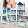 Maison de poupée Accessoires DIY 3D Cottage Éclairage Villa Modèle Montessori Assemblé Puzzle Grande Taille Ensemble Famille Château Enfants Jouets Cadeau 221122