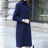 Mezclas de lana para mujer Moda británica Botón sólido Abrigo de lana Mujeres Abrigos de manga larga Mujer Elegante bolsillo Slim Outwear Mujer 221122