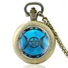 Pocket Watches Charm Classic Triple Moon Goddess Design Glass Cabochon Quartz Watch Vintage Men Women Pendant Necklace Chain Clock