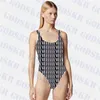 Costume da bagno con lettera di marca Bikini intero Costume da bagno classico con costumi da bagno da donna neri imbottiti