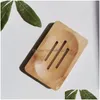 Soap Derees Natural Bamboo Soap Dish Simple Holder Rack Bleed Telbak badkamer Case 3 stijlen 369 S2 Drop Delivery Home Garden Bad Adja Dhpeo