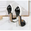 Dress Shoes Crossdresser Zapatos Mujer 16cm Thin Heels Sandals Women Wedding Pumps Bridal Buckle Patent Leather Stiletto