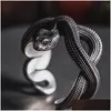 Band Rings Retro Python Rings Vintage Snake Style Ring Punk Gothic Jewelry Drop Delivery Dhvub