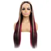 210% 180% 150% Densidad Cabello humano brasileño Cabello virgen peruano Peluca delantera de encaje 13X4 10-32 pulgadas Resaltado recto sedoso Color rubio rojo