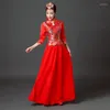 Roupas étnicas requintadas botões artesanais Red Women Cheongsam clássico estilo chinês dama de honra Qipao vestidos vintage Ásia senhoras