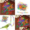 Inne zaopatrzenie ptaków Birds zabawka Mticolor Parrot Typ C Color Plastic łańcuch łącza Ptakowe zabawki Pakiet o wzorze 100 szt. 6 5JX J2 DRO