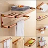 Bath Accessory Set Brass Bathroom Accessories Rose Gold Robe Hook Paper Holder Towel Bar Soap Basket Rack Hardware