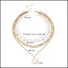 Chokers Moonstone Mti Layer Halsband Chokers Hip Hop Crystal Gold Chains Kvinnor Halsband krage Fashion Jewelry Drop Delivery Pendan Dhd1x